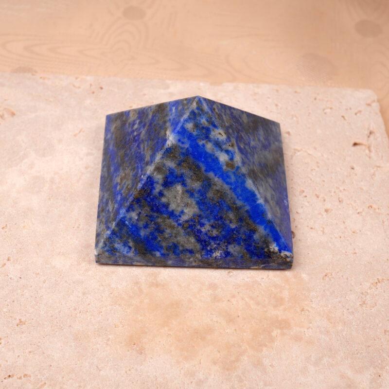Natural lapis lazuli pyramid with polished finish