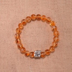 Handmade citrine and silver 8mm crystal bracelet with radiant golden tones