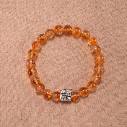 Handmade citrine and silver 8mm crystal bracelet with radiant golden tones