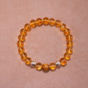 Yellow Azeztulite and Tiger Eye wealth bracelet with grounding energy – 8mm beads