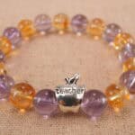 Close-up of ametrine bracelet with S925 silver accents.