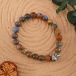 Kyanite bracelet in natural light showing deep blue sheen.