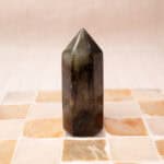 Labradorite crystal tower point with iridescent flashes for intuition and transformation”
