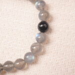 Close-up of moonstone beads showing smooth texture and luminous sheen.