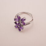 Close-up of Amethyst Flower Adjustable Ring - Detail Image