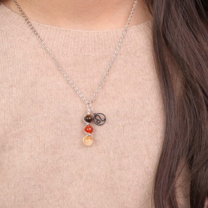 Leo zodiac necklace with tiger eye, red jasper, and citrine.