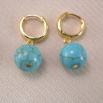 Close-up of Turquoise Earrings from Bohemian Style Set - Detail Image