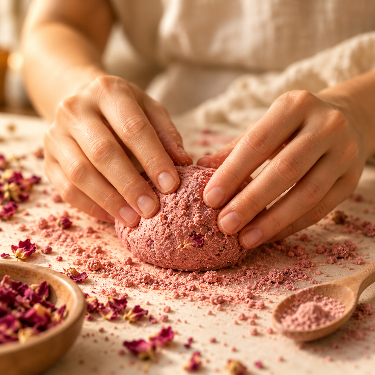 Botanical powder carefully blended and kneaded by hand