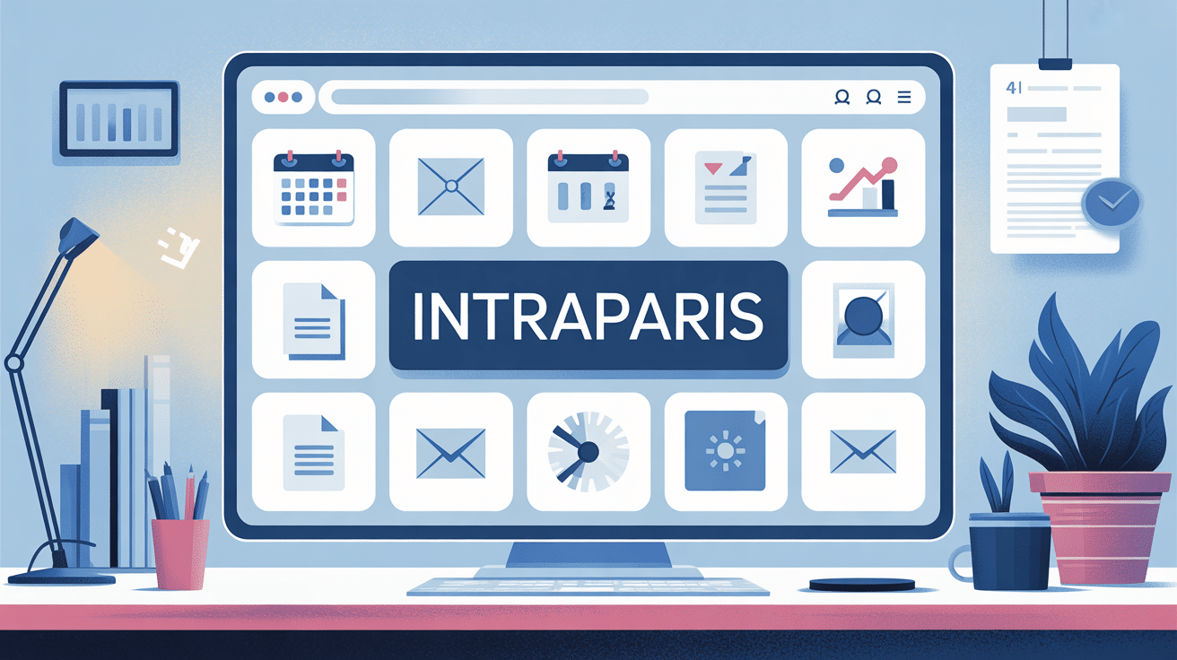 Interface bureau numérique Intraparis avec icônes services administratifs