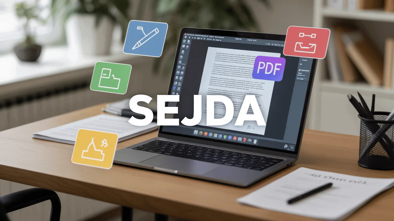 ordinateur portable affichant document pdf outil sejda