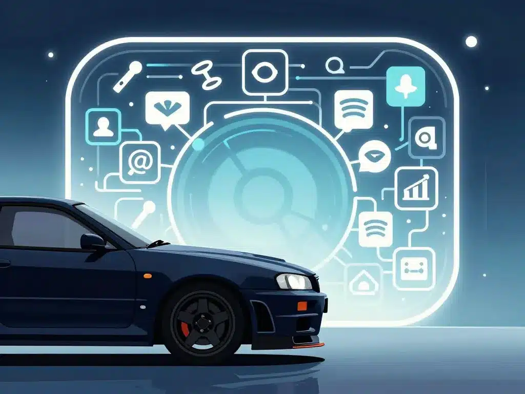 r34 contraste nissan skyline et symboles internet