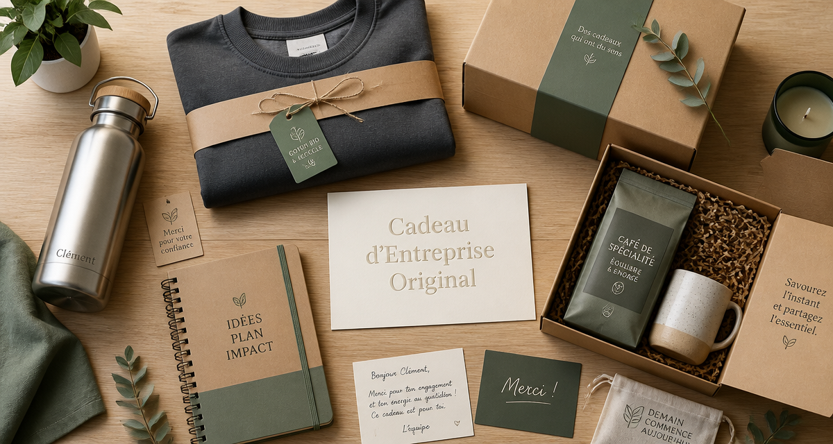 cadeau entreprise original personnalisé flat lay