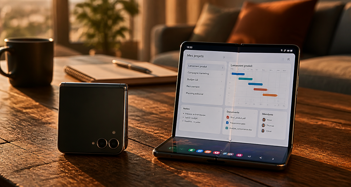 Meilleur smartphone pliable clapet et livre sur table