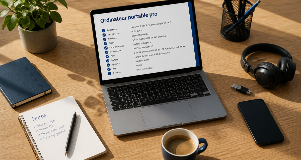 Ordinateur portable pour travailler checklist sur bureau