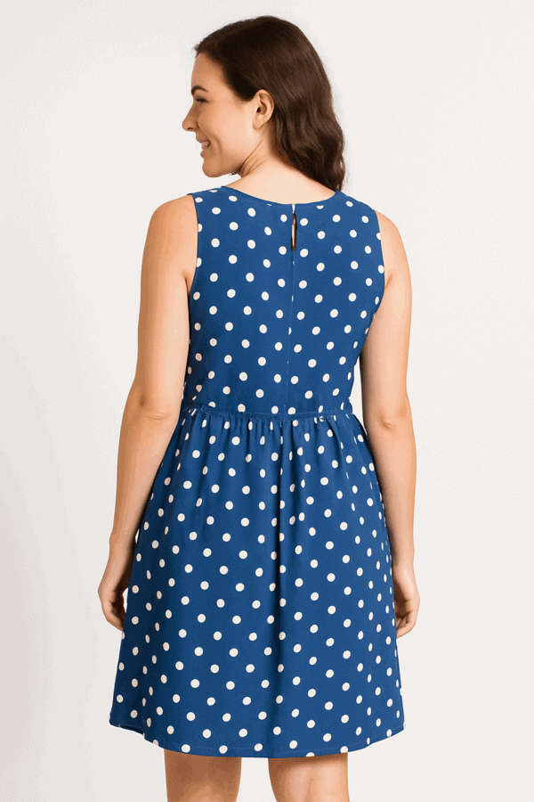 sachin and babi light blue dress Blue Polka Dot Sleeveless Dress, Casual Knee-Length Summer Outfit for Women