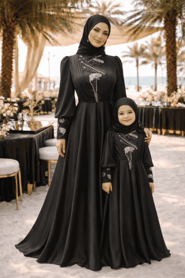 Embellished Arabic A-Line Gown for Women & Girls | Modest Party Wear