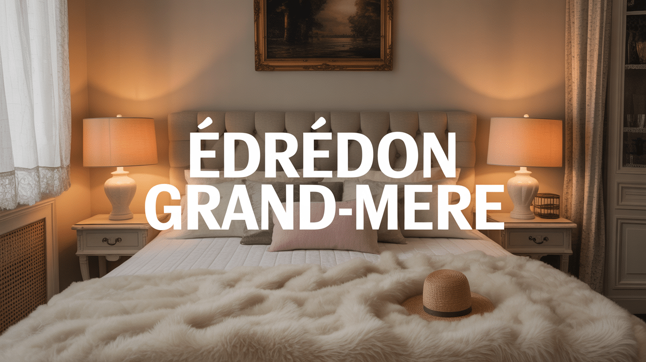 Chambre vintage avec édredon grand-mère moelleux