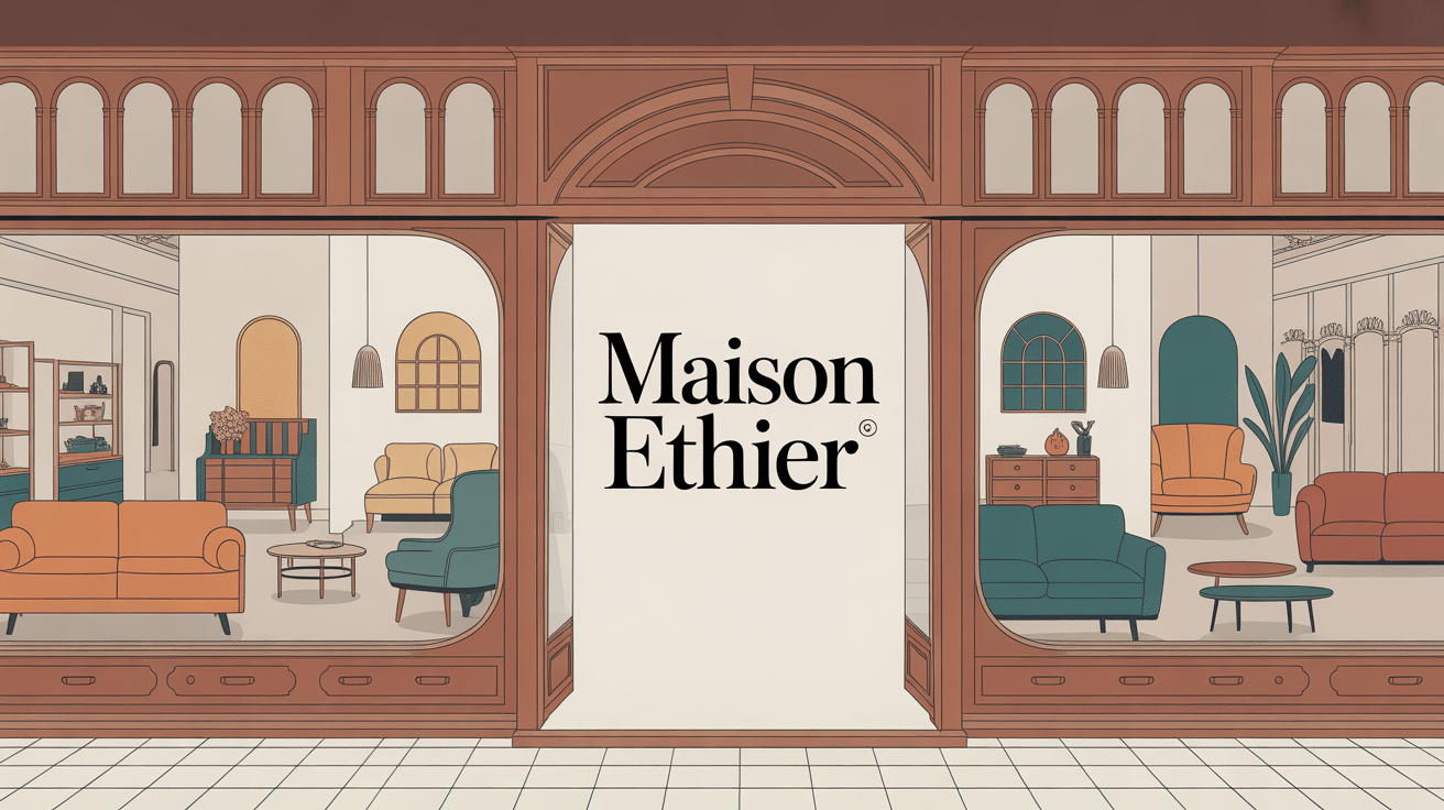Illustration moderne de magasin de meubles Maison Éthier