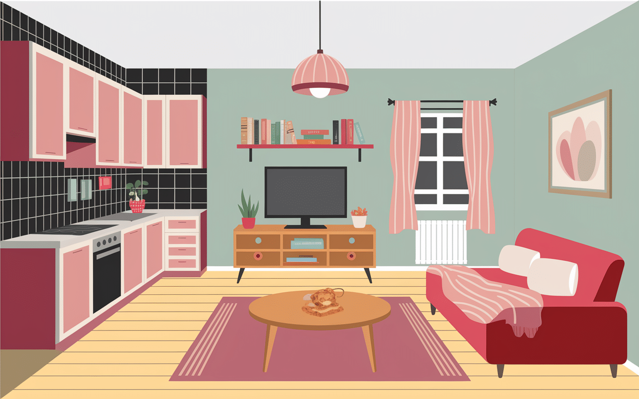 Scène domestique avec objets en E