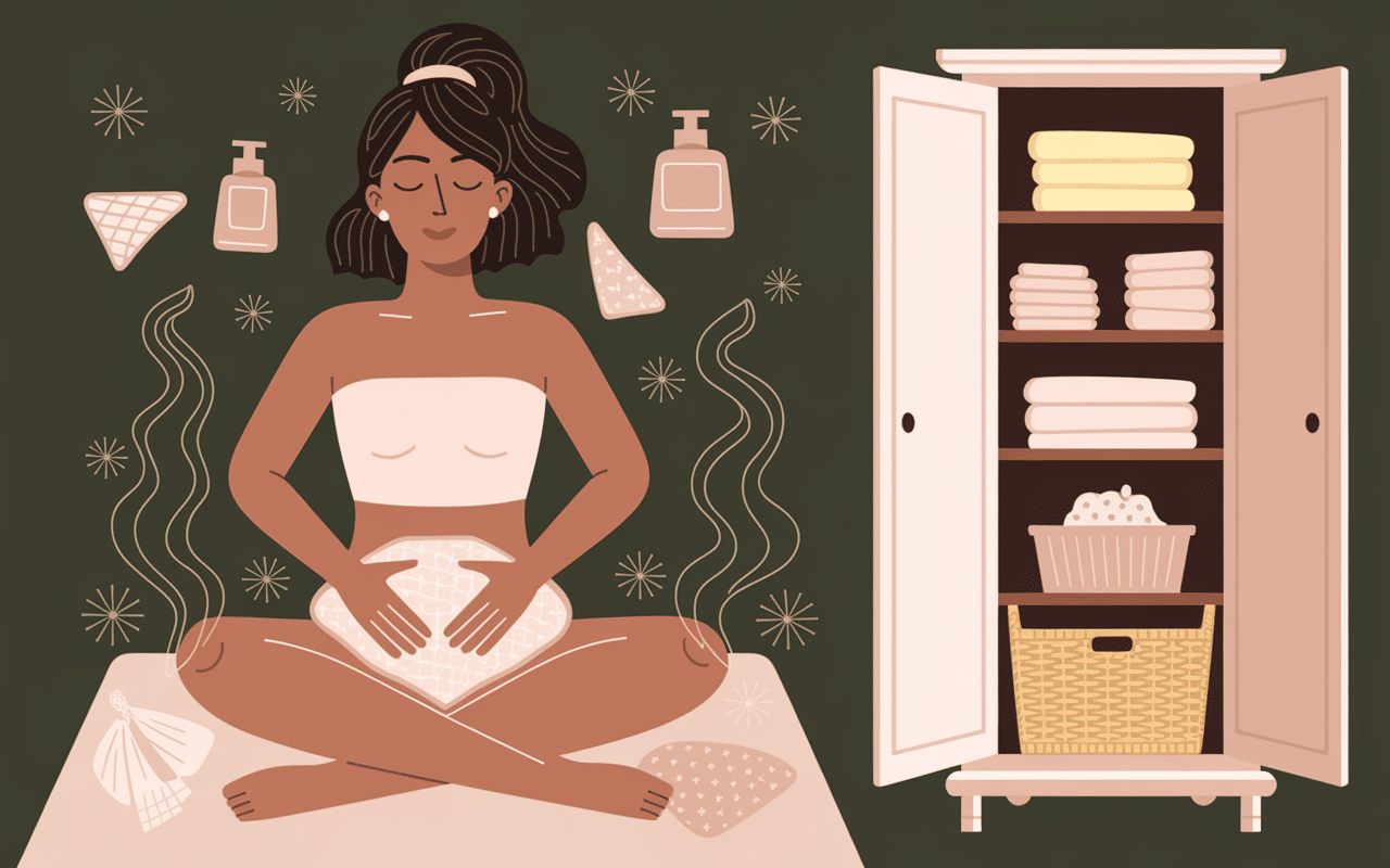 Femme sentant linge parfumé avec sachets