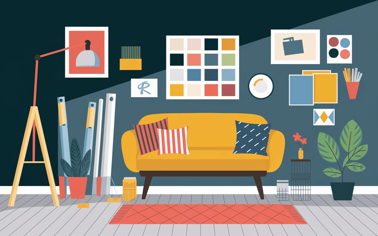 Illustration moderne de chantier de rénovation Maison Éthier