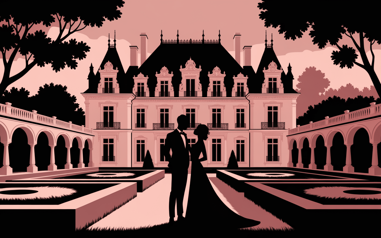 Dick et Angel devant château rénovation