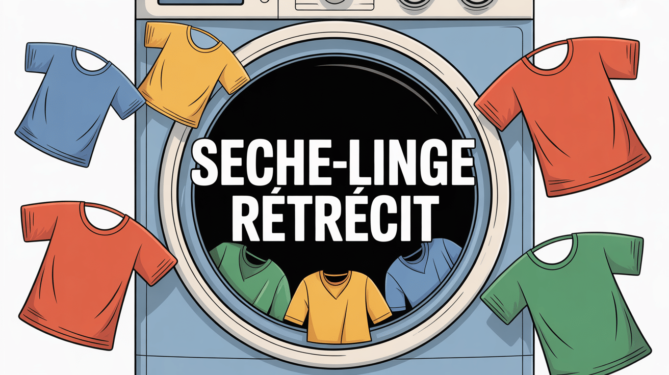 Illustration sèche-linge et vêtements rétrécis