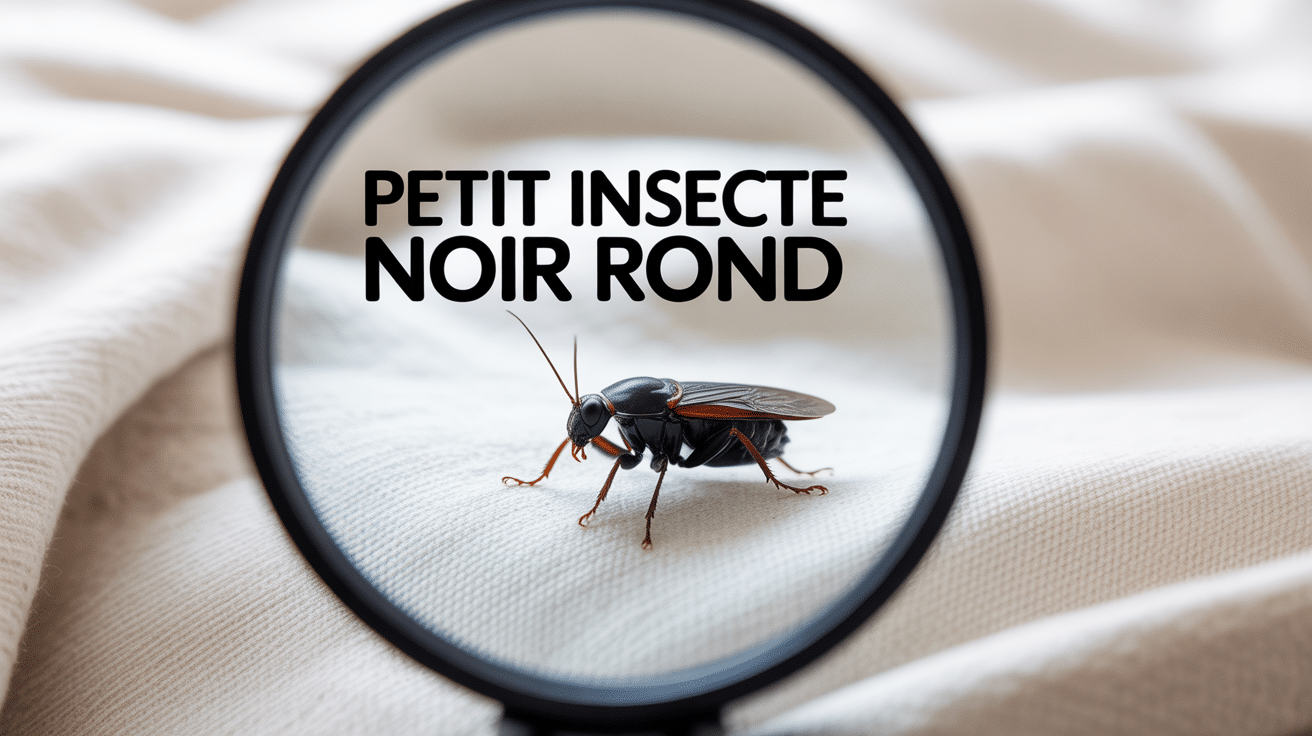 Gros plan lit petit insecte noir rond maison avec loupe