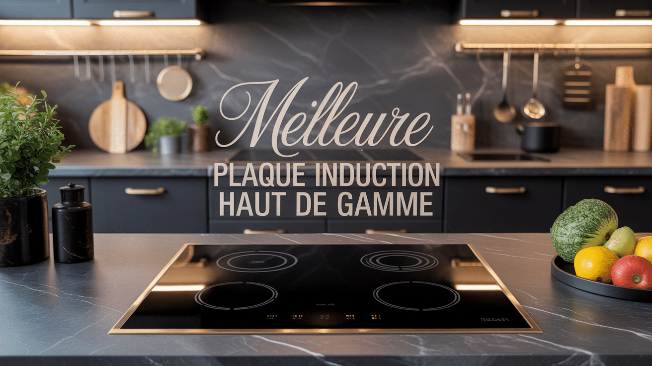 Meilleur plaque induction haut de gamme intégrée dans cuisine moderne avec plan de travail en marbre