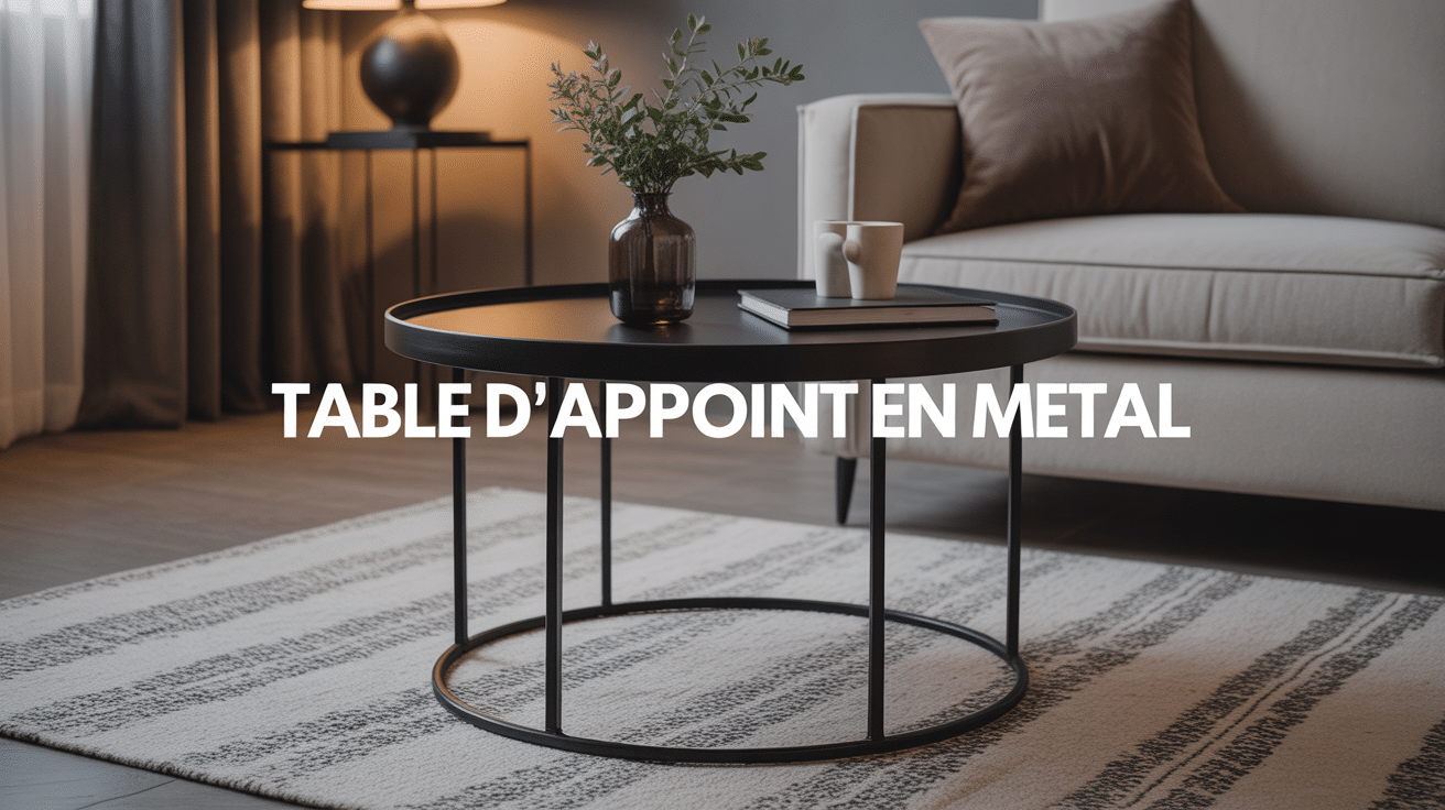 Table d appoint metal noire dans salon contemporain minimaliste