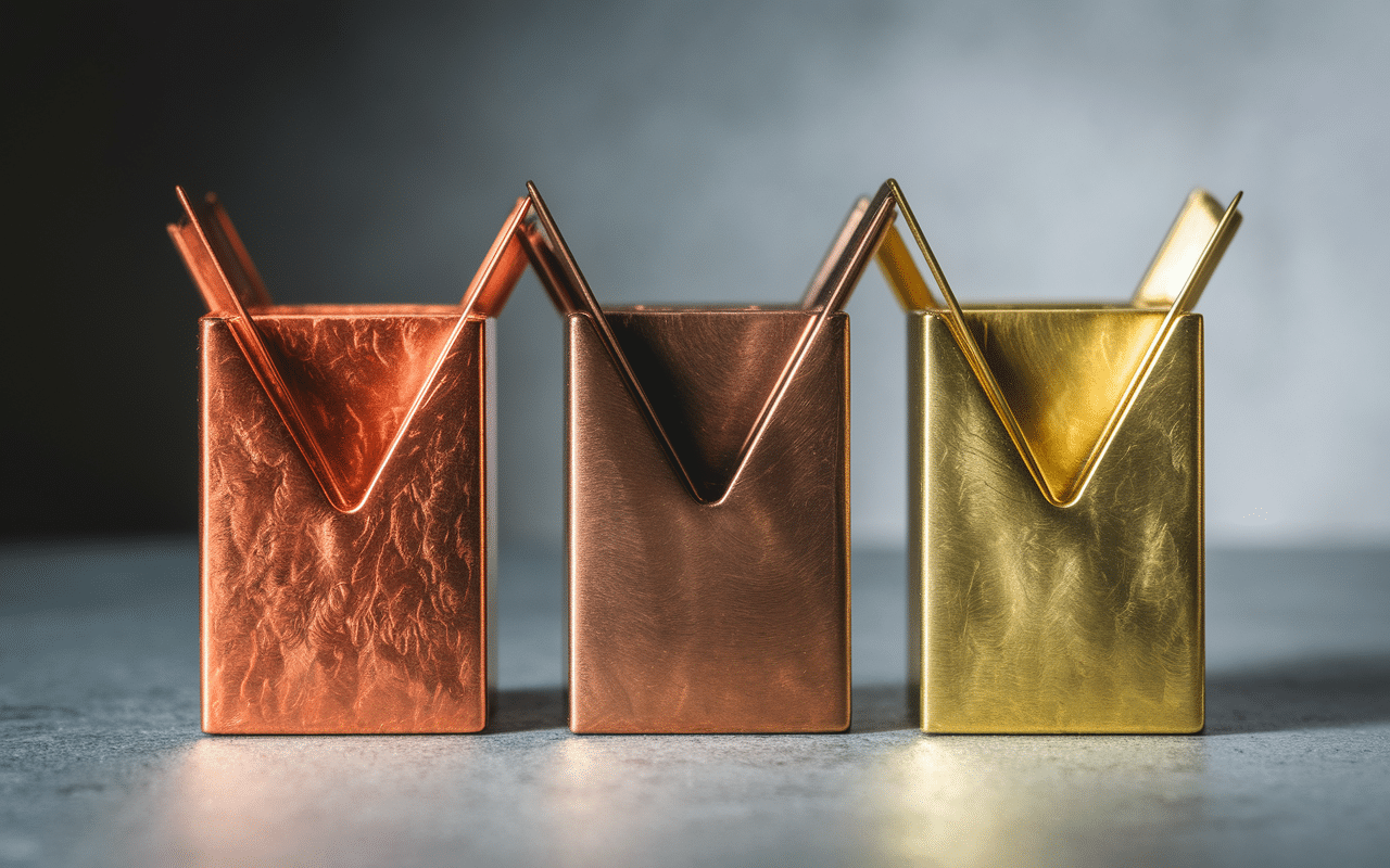 Comparaison couleur du laiton cuivre bronze