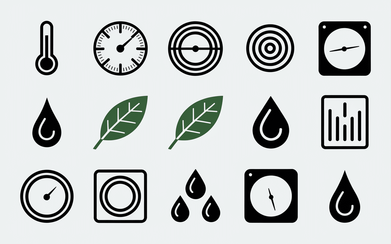 symboles machine a laver options et température