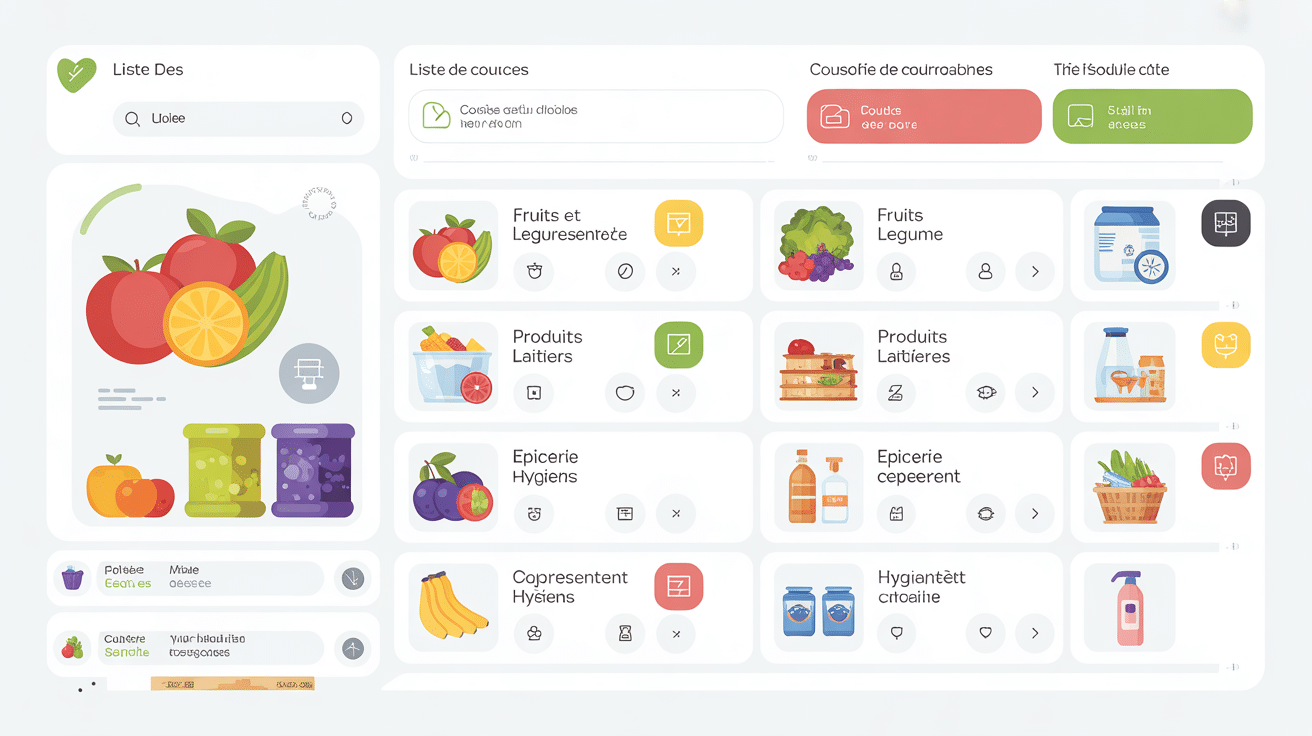 liste de courses à imprimer avec catégories visibles