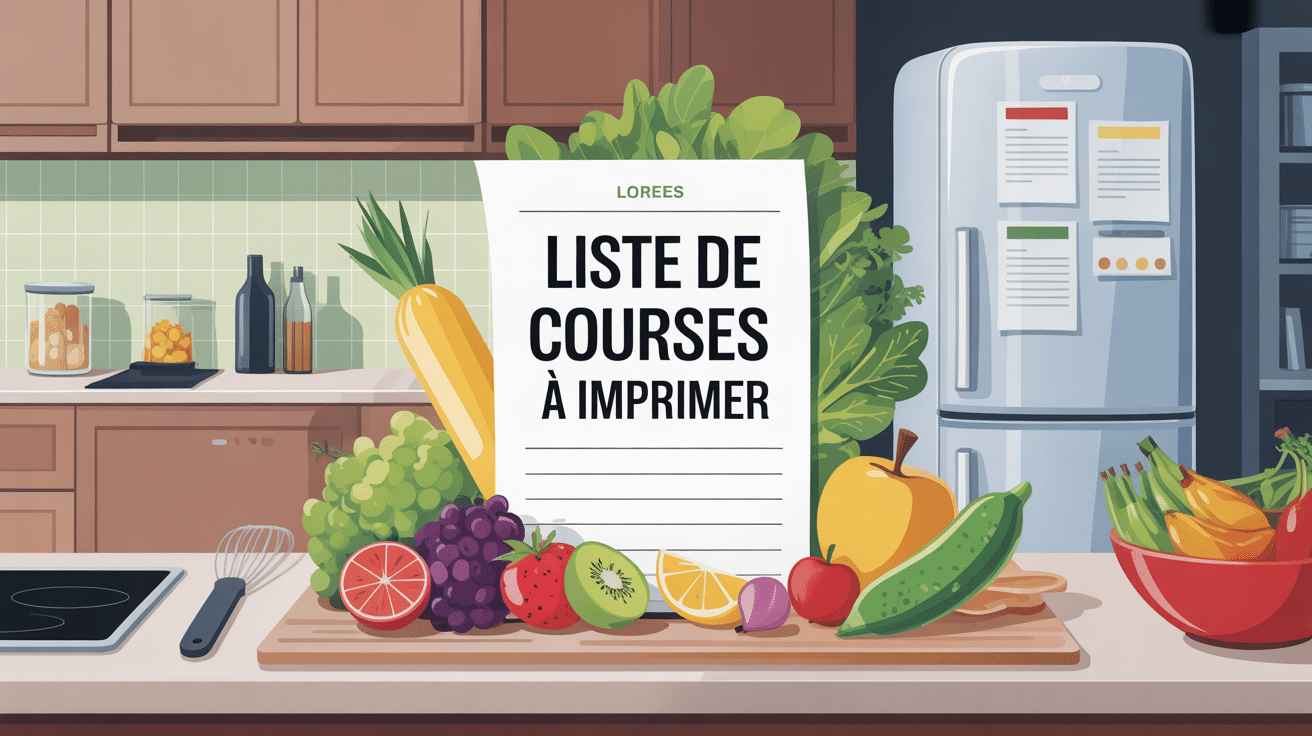 liste de courses à imprimer sur plan de travail cuisine