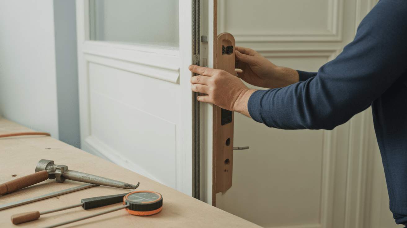 installation joint isolant phonique pour porte blanche