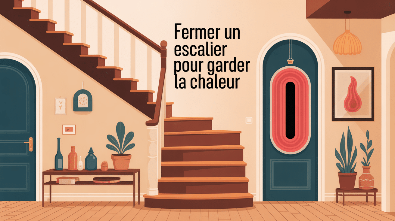 fermer un escalier pour garder la chaleur illustration cosy