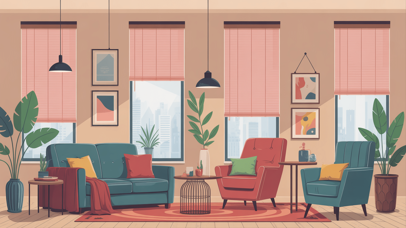 Intérieur avec stores occultants Toiciel chaleureux