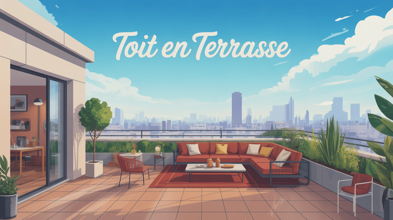 toit en terrasse immeuble moderne terrasse aménagée