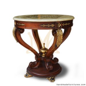 Carved marble chess table