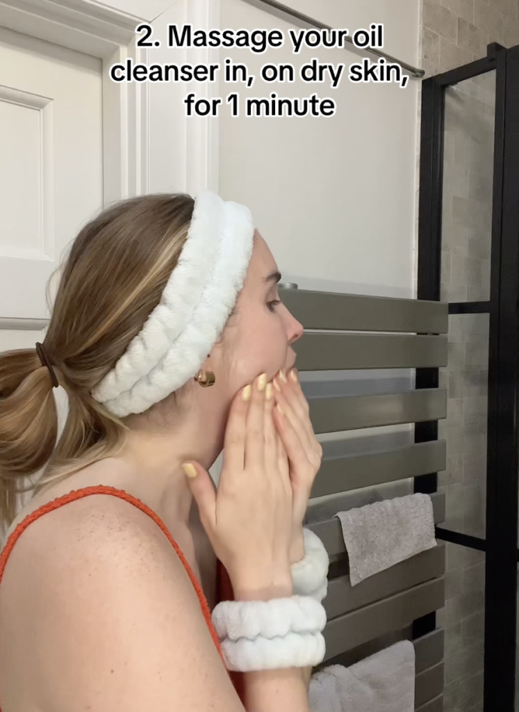 Double cleansing method for oily or dry skin