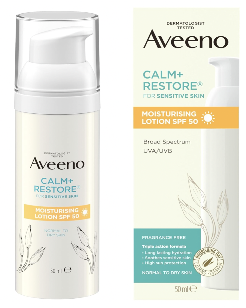 Aveeno Calm & Restore moisturising lotion SPF50 Aveeno Calm & Restore moisturising lotion SPF50