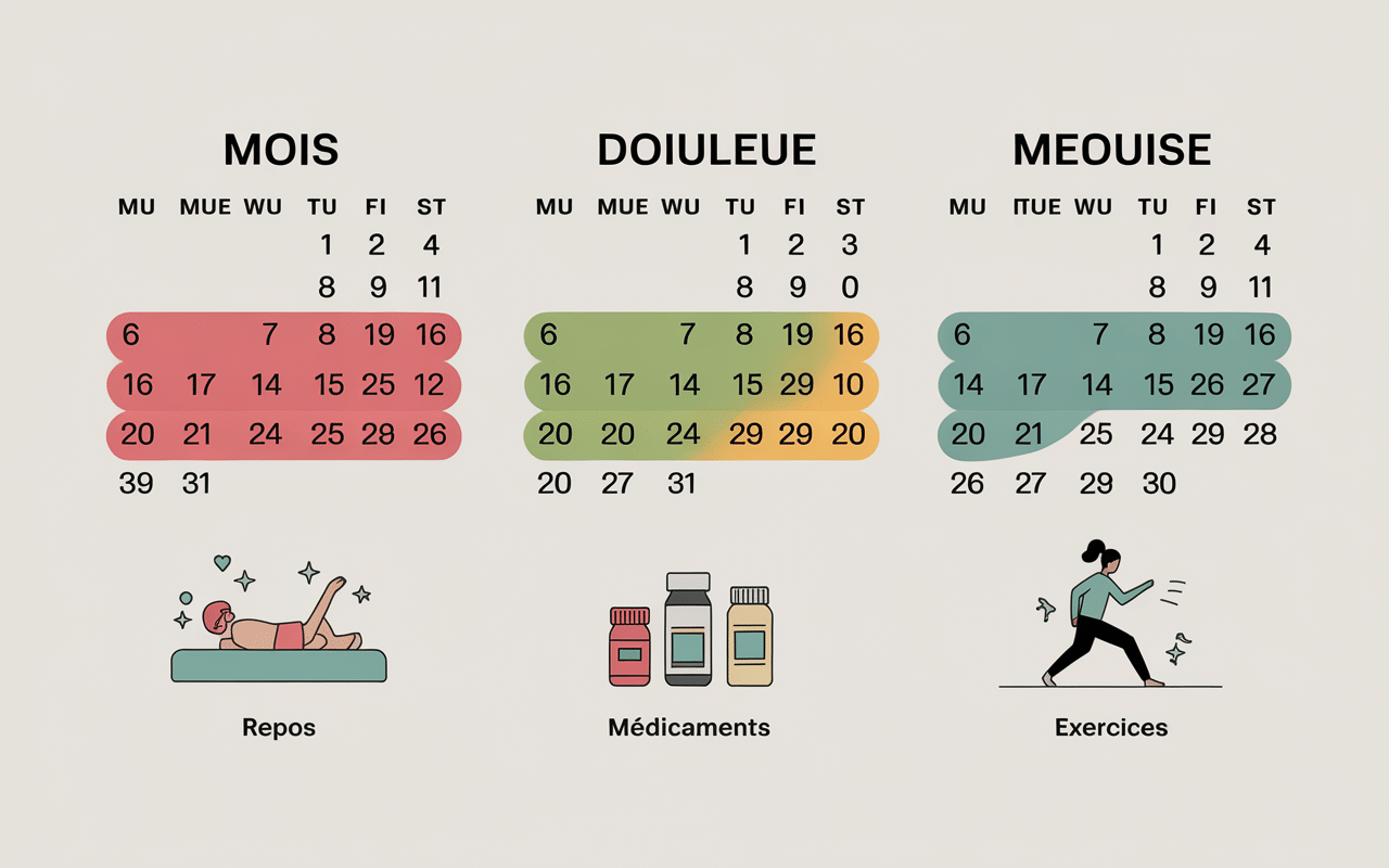 Calendrier médical progression douleur épaule