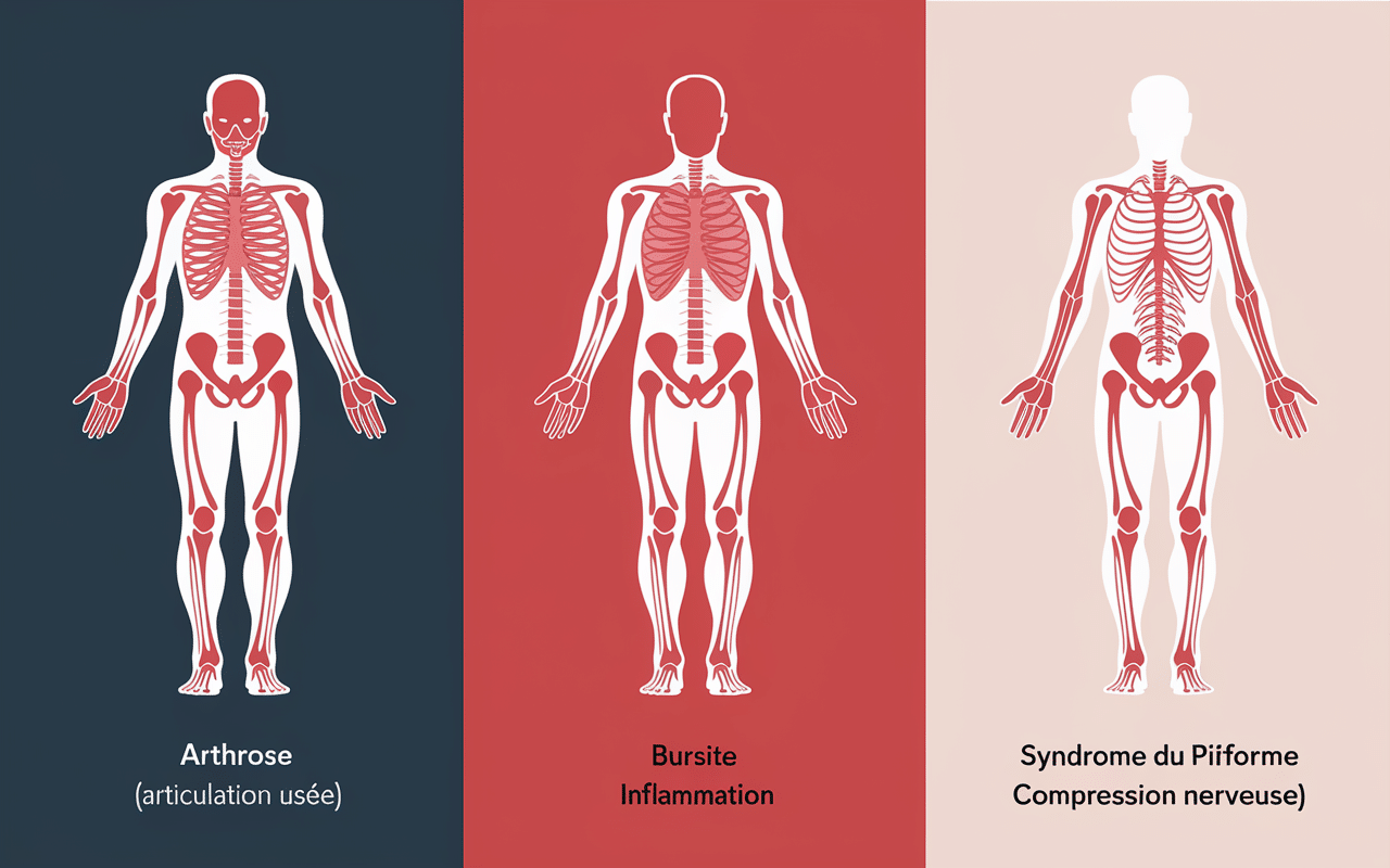 Diagramme pathologies hanche arthrose bursite syndrome