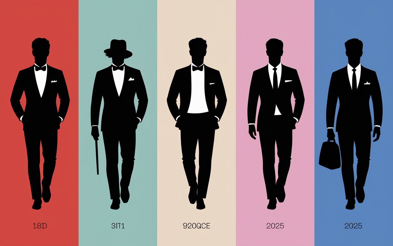 Silhouettes masculines montrant l'évolution des standards de beauté