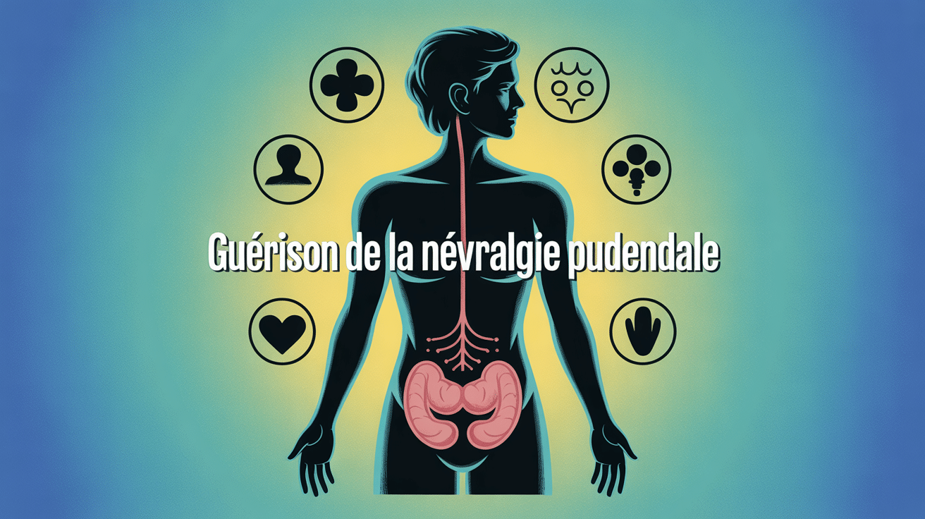 Silhouette humaine avec nerf pudendal - Guérison de la névralgie
