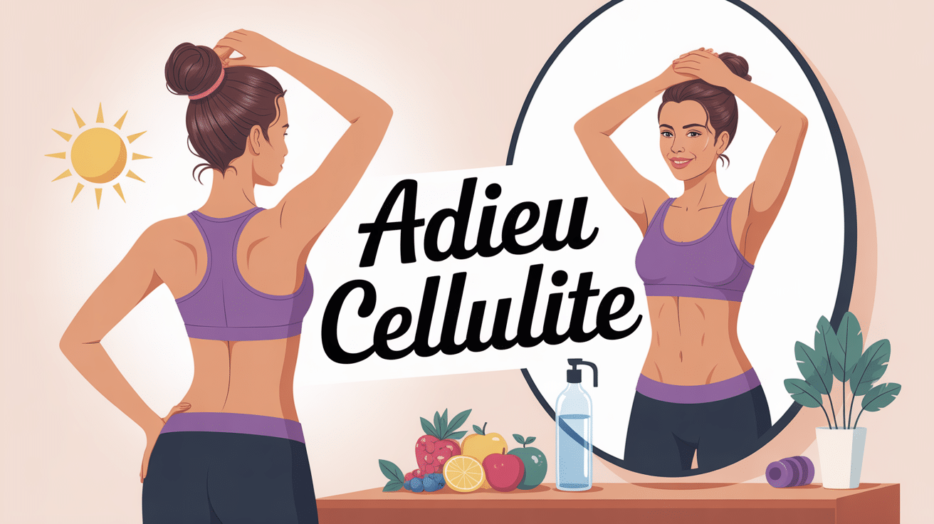 Femme transformée sans cellulite, miroir, mode de vie sain