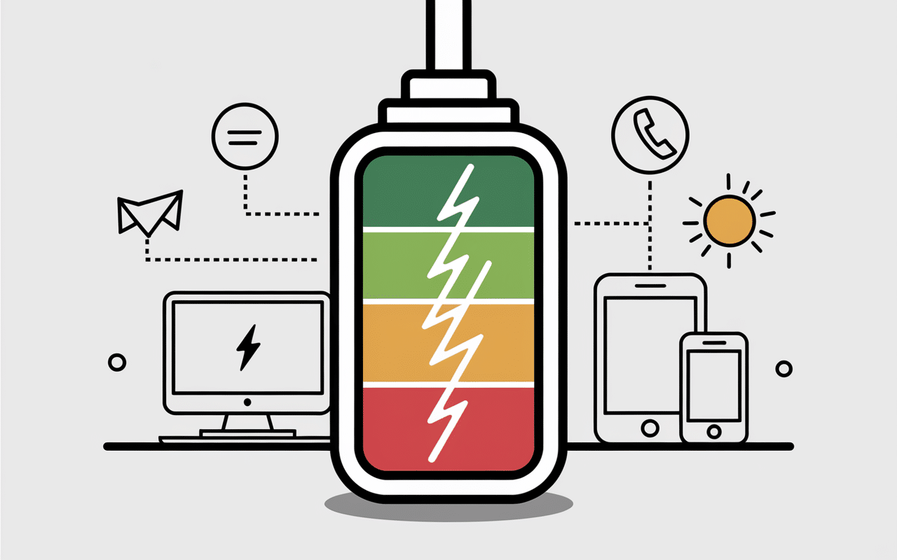 Batterie humaine montrant l'épuisement progressif