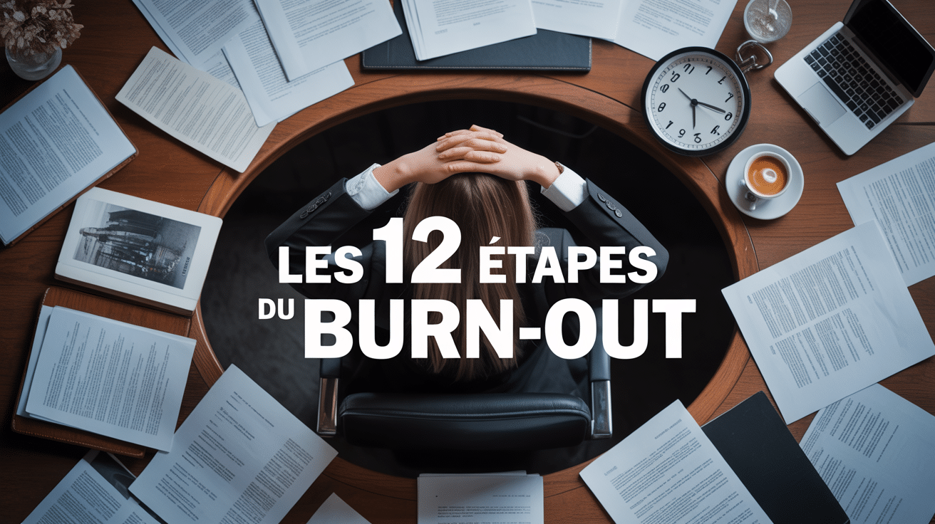Scène de burn-out au bureau avec personne épuisée