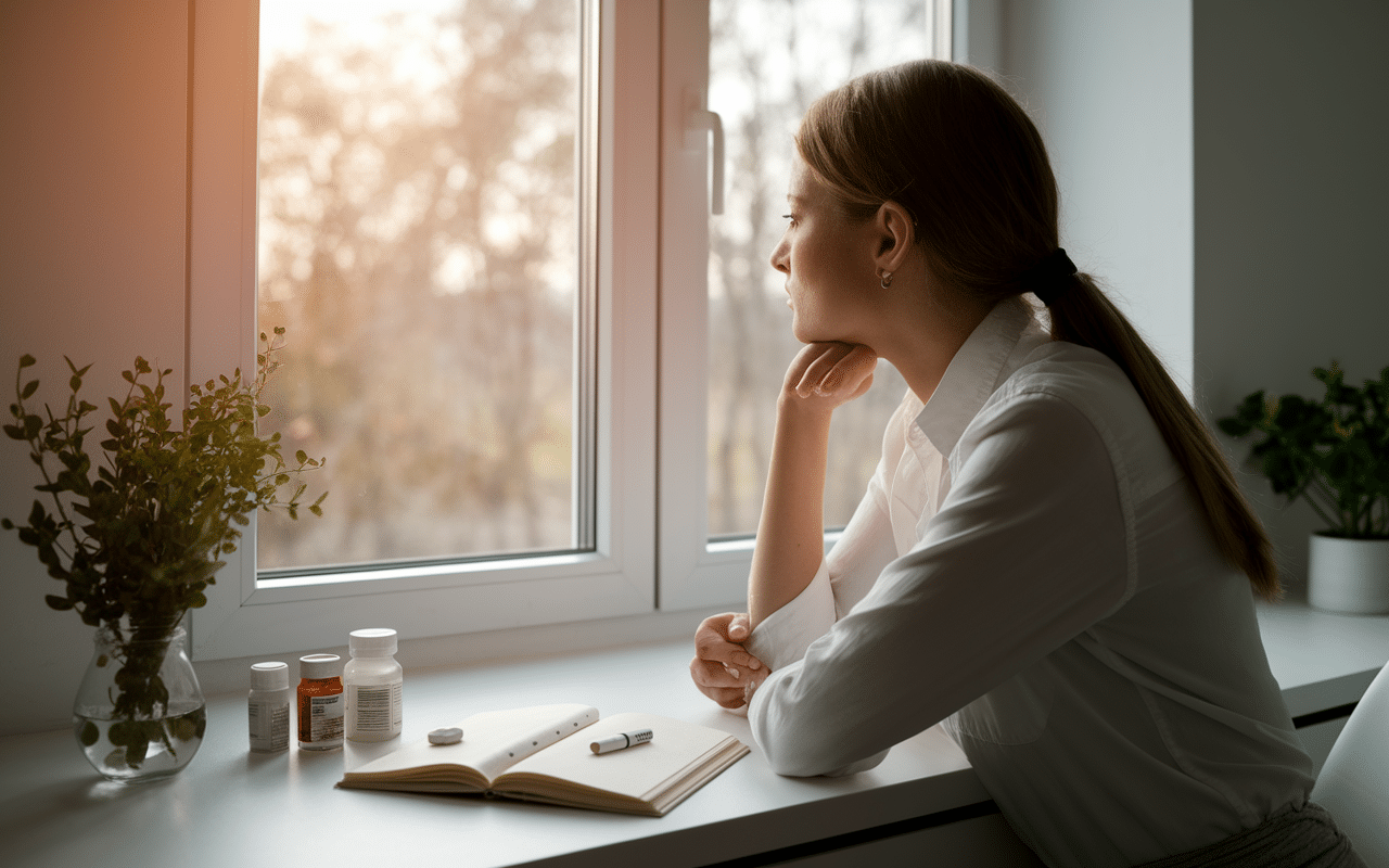 Femme face à la fenêtre - Témoignage cancer poumon métastasé