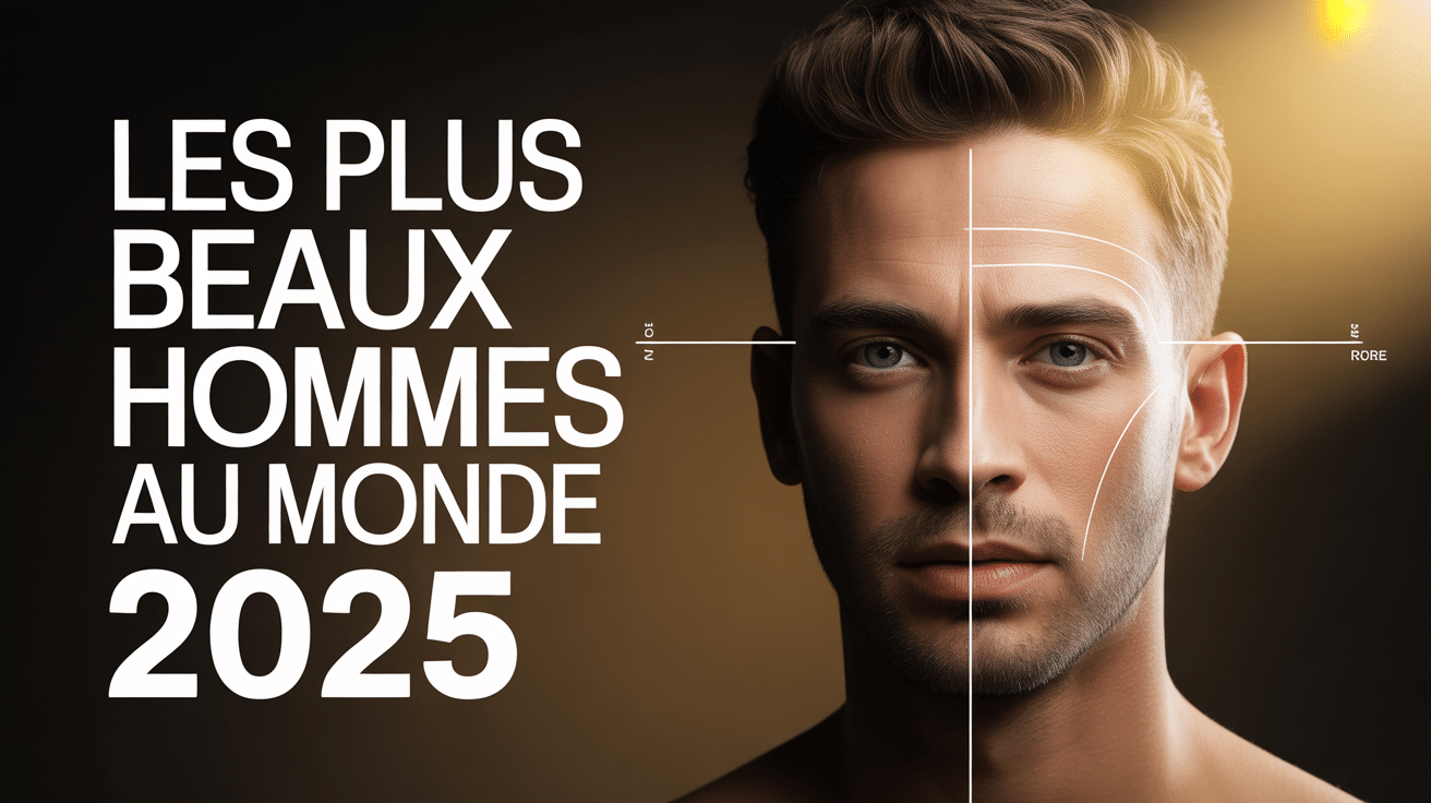 Visage masculin stylisé avec mesures du plus beau homme au monde